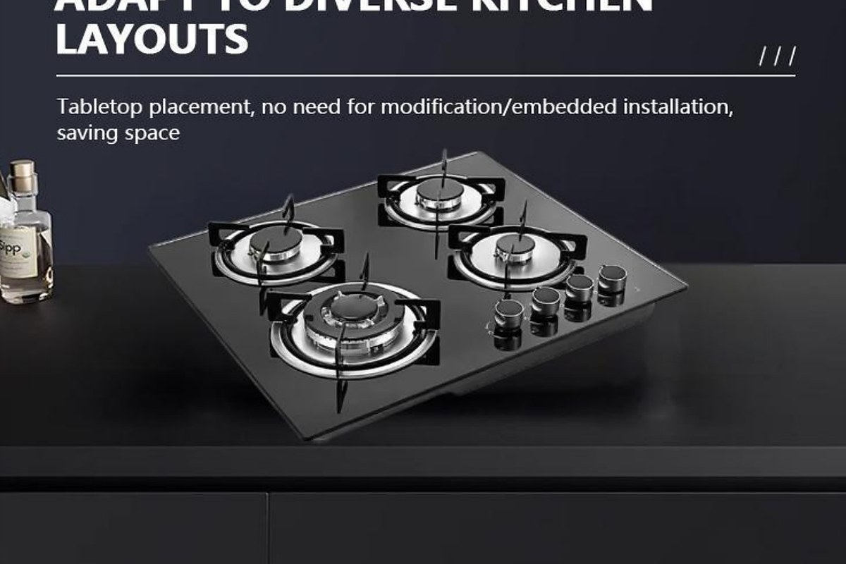 Black Glass Panel Gas Stove